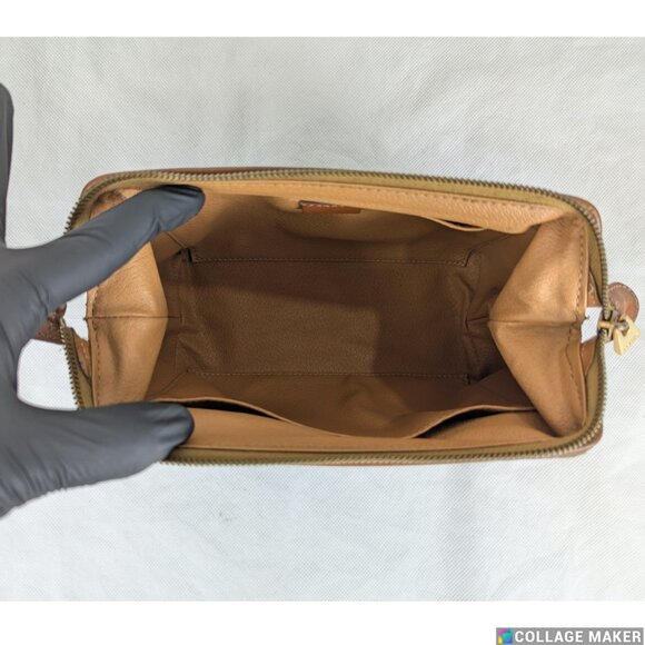 Authentic Celine Macadam Vintage Clutch Bag Brown Beige Pouch Made in Italy - Picture 3 of 12